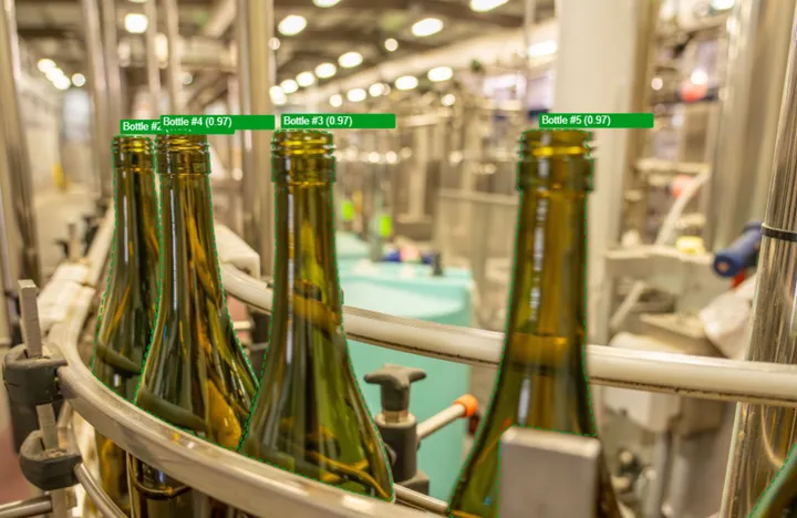 Bottle defects outlined in the Annota AI image editor